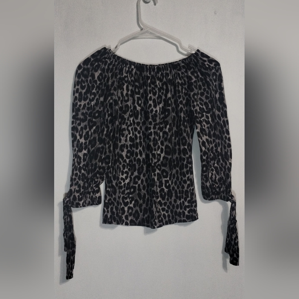 Michael Kors Black Leopard Print Blouse (XS)